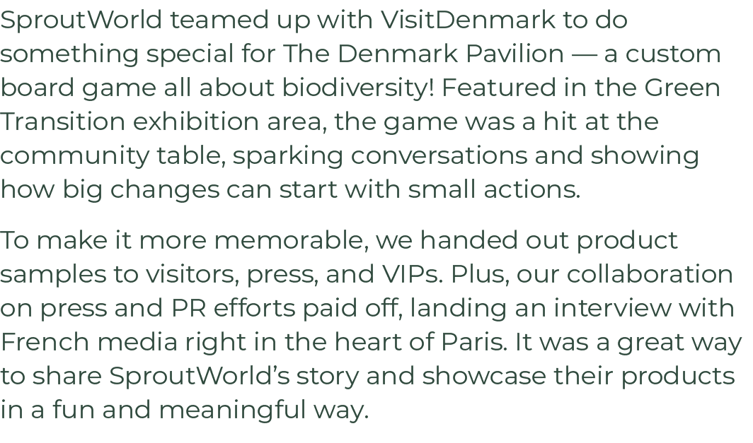 SproutWorld teamed up with VisitDenmark to do something special for The Denmark Pavilion — a custom board game all ab...